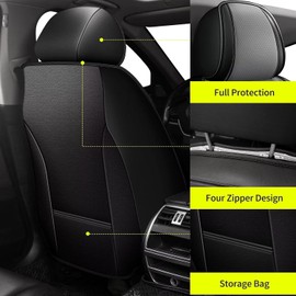 TTX LIGHTING Seat Covers Fit for Jeep Liberty 2002-2012 Seat Protector with Airbag Compatible Automotive Seat Cushions Cover with Breathable Leather(2 Front Seats/Black&Gray)