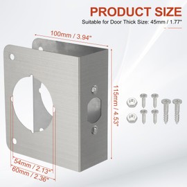 PATIKIL Door Reinforcement Plate, 1 Set Doors Reinforce Repair for 1-3/4" Thick Door 4-1/2" Size Door Knob Lock Latch Deadbolt Cover Plate Home Security, Silver