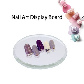 Nail Art Palette, False Nail Mirror Glass Display Board Nail Art Manicure Display Drawing Color Mixing Tool Cosmetic Artist Mixing Palettes for Home Salon Use(White)