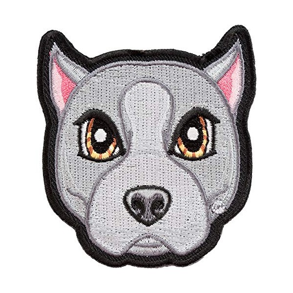 PatchStop Pitbull Face Gray Iron On Patches for Clothing Jeans