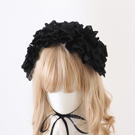 Tokutoyo Lolita Head Dress, Bowknot, Lace Hair Decoration, Bonnet, Embroidery, Gothic, Girls, Maid Hair, Forest Girl, Ribbon Attached, Cute, Princess, Goth Lolita, Event, Halloween, Tea Party, Lolita
