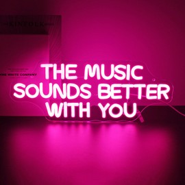 Gdbkabf Neon Sign, The Music Sounds Better with You Neon Signs for Wall Decor Neon Pink LED Signs Room Neon Light Up Signs Home Decor for Business Bedroom Club Party Bars Shop USB Operated