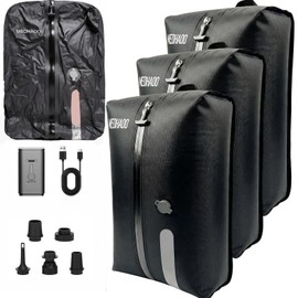 Vacuum Bags for Travel Luggage with Wireless Pump, Compression Bags for Carry On Suitcases and Backpack, Vacuum Seal Packing cube for Cloth Packing(3PC + PUMP)