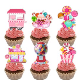 S-Cp-0704 ce Cream Fruit Dessert Cupcake Topper Colorful Glitter Happy Birthday Sensory Pop Game Theme Decor Supplies Baby Shower Boys Girls Birthday Party Decorations