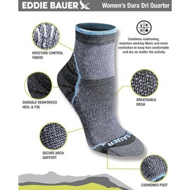 Eddie Bauer Dura Dri - Calcetines de 6 pares para mujer, Carbón Surtido Fr (6 Pares), M