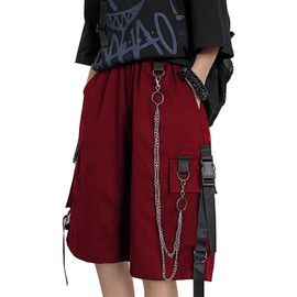 Kisswow Cargo Shorts with Chain Punk Jorts Harajuku Shorts Fairy Grunge Clothes Techwear Pants Korean Clothes