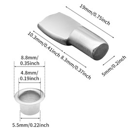 20 Packs 5 mm Shelf Support Nails Hardware Shelf Support Pegs Shelf Pegs with Sleeves for Bookshelf Furniture Wardrobe Closet Cupboard Pantry Shelving (Silver)