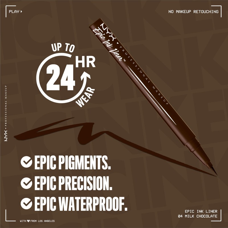 NYX PROFESSIONAL MAKEUP Epic Ink Liner, Waterproof Liquid Eyeliner with