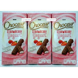 Choceur Strawberry Yogurt Smooth Creamy European Chocolate 7.05oz 200g (Three Bars)