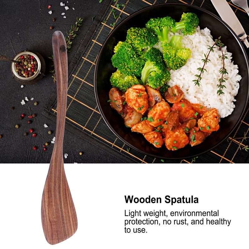 Wood Wok Spatula Cooking Espatula, Nonstick Pan Shovel Long Handle,