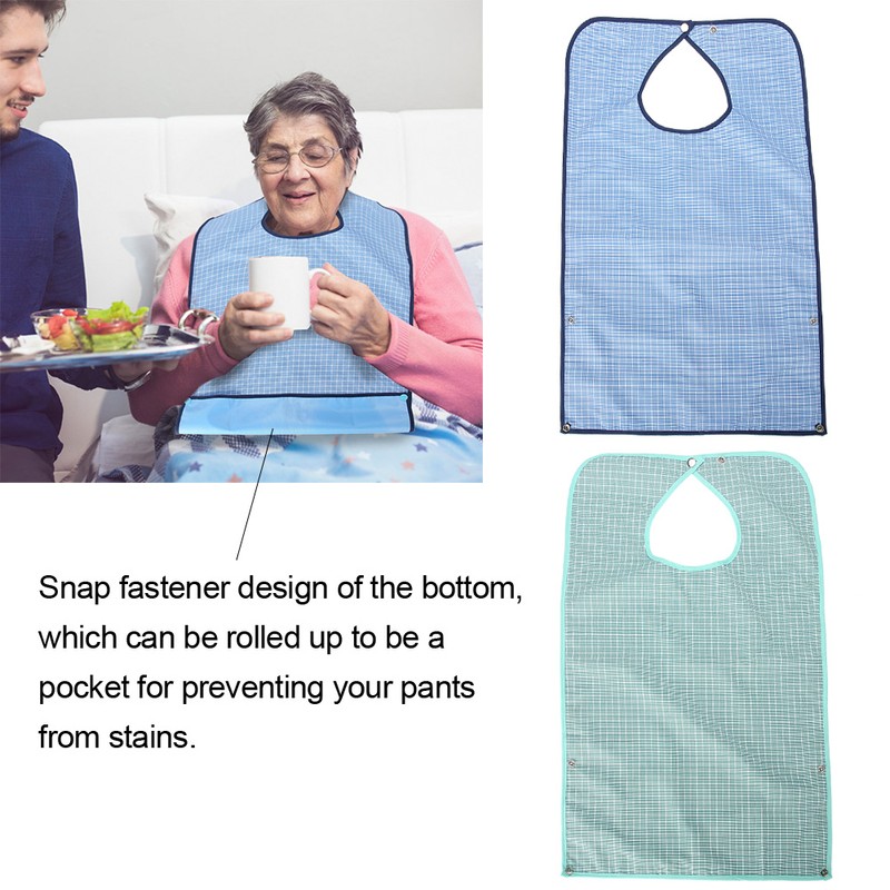 Adult Waterproof Mealtime Bib Double Layer Elder Dinning Clothes Protector