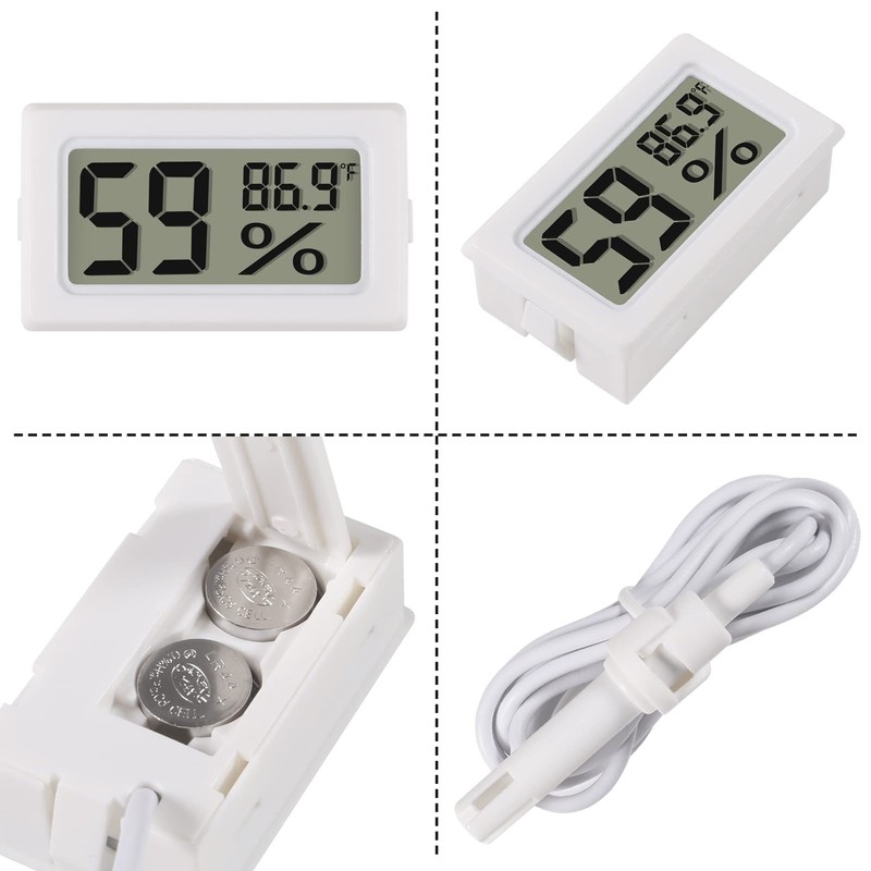 DWEII 2-Pack Mini Digital Hygrometer Thermometer Gauge with Probe LCD