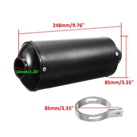 1.26" 32mm Exhaust Muffler With Clamp for 90cc 110cc 125cc 140cc 150cc 160cc 4 Wheeler ATV Quad Motorcycle Scooter Chinese Taotao Street Dirt Pit Bike Black