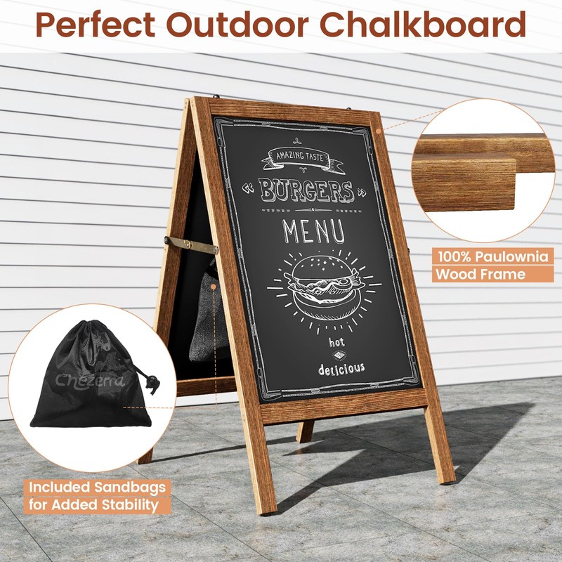 Chezerra A Frame Chalkboard Sign, 40"x20" Extra Large Sidewalk Chalk