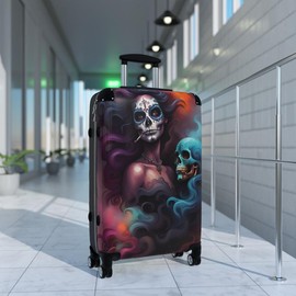 Custom Print Suitcase - Size: Small, Color: Black