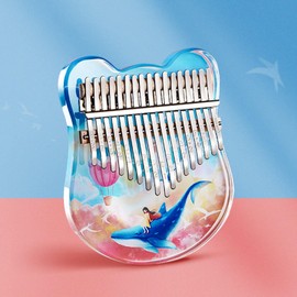 Acrylic Thumb Piano, Thumb Piano, Musical Instruments for Adults and Beginners with EVA Carry Bag, Tuning Hammer, Instruction Manual, Portable Finger Piano Gift (17 Keys, Blue)