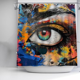 Turamurra Vibrant Graffiti Eye Shower Curtain Washable Polyester Fabric for Bathroom Home Decor Colorful Artistic Design Bath Curtains Gifts for Adults Kids with 12 Hooks 72x72 Inch