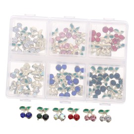 Gatuida 60Pcs Cherry Nail Charms DIY Rhinestone Nail Art Gems Sparkling Decorations for Women for Crafting Scrapbooking