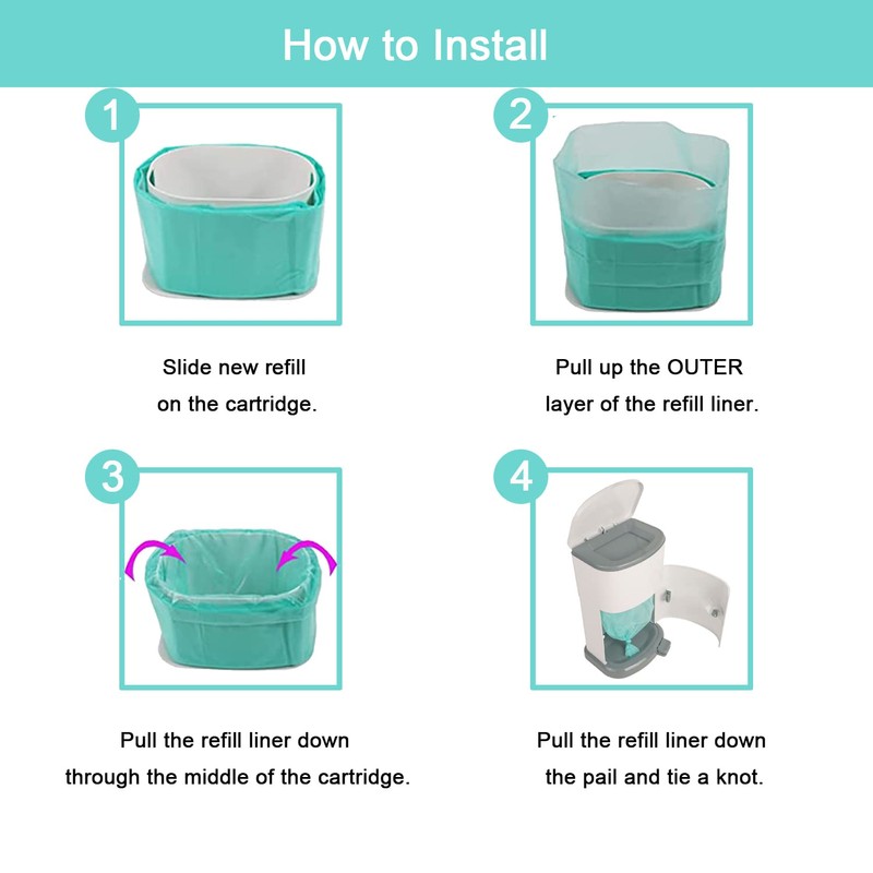 6 Pack Adult Diaper Disposal Liner Refills Compatible with Janibell