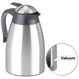 Rosenstein & Söhne Warming Jug: Double-Walled Stainless Steel Vacuum Flask with Pouring Button, 1.5 Litres (Vacuum Teapot, Insulated Jug One-Hand Automatic, Double-Walled