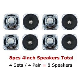 ProTechTrader 8pc 4 inch 8 ohm Loud Speaker 4in 10 watt max/5w Standard Arcade Pinball Mame