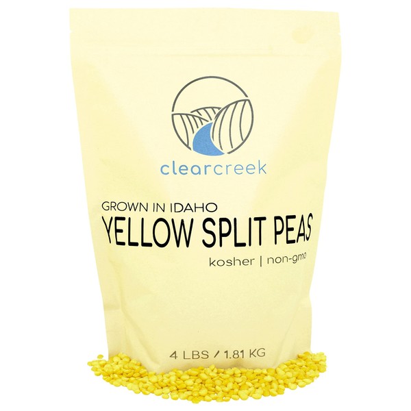 Grown in Idaho Yellow Split Peas | 4 lb Resealable Bag | Non-GMO | Kosher | Vegan | Dried | High in Fiber and Protein | Non-Irradiated