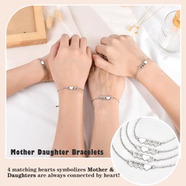GBTBYS Mother Daughter Bracelets Set for 4 Mothers Day Gifts for Mom from Daughter Gift Ideas Mommy and Me Matching Wish Bracelets