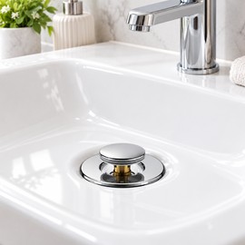 Sink Drain Stopper for Washbasins – Press-Type Stainless Steel Pop-Up Plug with Bouncing Core for Bathroom Sinks