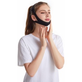 Anti Snoring Chin Strap, Snoring Solution Effective Anti Snore Device for Sleep, Breathable Stop Snoring Belt Sleep Support Strap Sleeping Aid Tools, Sleep Chin Strap for Men Women (Black)