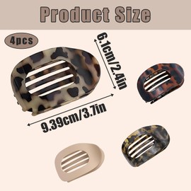 Flat Claw Clip, Claw Clip, 4 PCS Flat Hair Clips, Curved Design French Barrette Accessories for Thin Hair Thick Hair for Women Girls