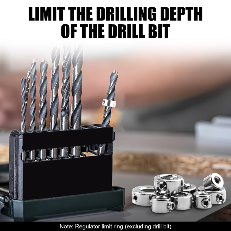 9 Pieces Depth Stop Rings Set, Drill Depth Stop, Precise