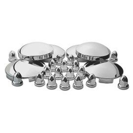 trux stainless rear hub cover kit nut covers semi truck universal chrome trux thub-c3