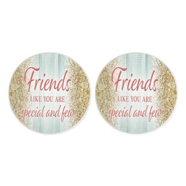 Friends Special Few Gold Tone 2.75 x 2.75 Ceramic Car Coasters Pack of 2