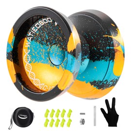 WATIEOBOO Yoyo Professional Responsive Yoyo for Kids 8-12 Unresponsive Yoyo for Adults Beginner Friendly Fingerspin Trick Pro Yoyos with Yoyo Accessories (Black Blue Orange)