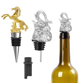 Animal-Designed Wine Stoppers, Funny Wine Stopper Sets, Equipped With A Wine Aerator Pourer Spout And Bottle Stoppers, Are Popular Tools For Bars And Wine Cabinets (Elephant and Horse shape,2 pack)