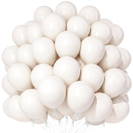 Teselife Sand White Balloons, 100Pcs 12 Inch Matte Sand White Balloons, Latex White Party Balloons for Men Women Birthday Baby Shower Anniversary Wedding Engagement Graduation Party Decorations