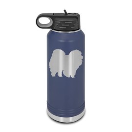 Chow Chow Laser Engraved Water Bottle Customizable Polar Camel Stainless Steel with Straw - Dog Canine pet Navy Blue 32 oz