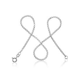 Modabilé Women's Pea Chain Necklace 925 Sterling Silver (35-90 cm - 2 mm wide) - Women’s 925 Silver Chain without Pendant - Delicate Silver Chain for Women with Gift Case - Made in Germany, Silver, grey