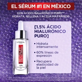 Sérum Rostro Revitalift Ácido Hialurónico de L'Oréal Paris: Un Básico en tu Rutina de Skin Care, hidrata intensamente y rellena líneas de expresión.