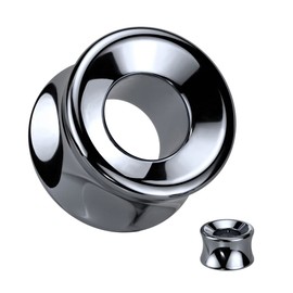 Pierced Owl Hematite Stone Light Weight Double Flared Tunnel Plugs, Sold as a Pair (10mm (00GA))