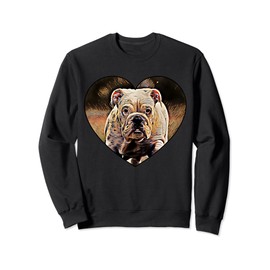 Cute English Bulldog Puppy Heart-shaped Colorful Art Design Sweatshirt
