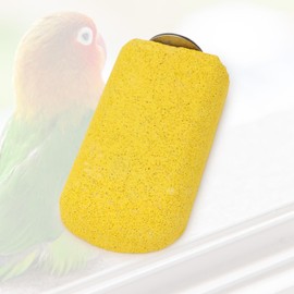 Hypeety 2PCS Bird Calcium Teeth Mouth Molar Grinding Stone Hamster Grinding Stone Chew Toy Perch Stand for Parrot Budgies Chinchilla Squirrel Hamster Cage Stand Platform Yellow