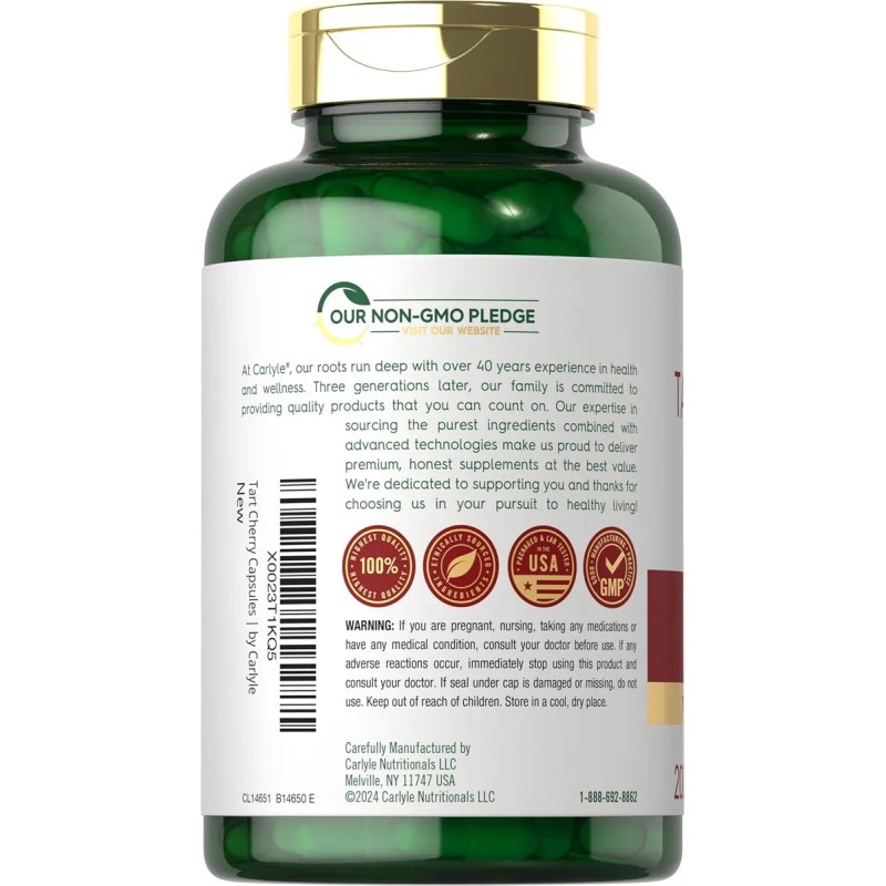Cpsulas Cereza cida (tart) 10,500 Mg 200 Pzas Sin Gluten