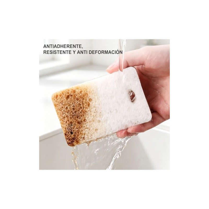 Esponja para Trastes Natural 12 Piezas, Estropajo Resistente Sin Rayos,