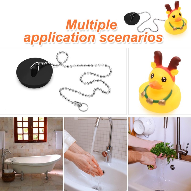 MAIXINNEW Bath Plug with Chain 45mm, Rubber Floating Bath Tub