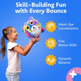 GWUNNIES Plush Bouncy Ball for Kids – 9-inch Inflatable Sensory Toddler Toy with Animal Cover & Air Pump – Indoor & Outdoor Play for Ages 3+, Ideal Gift for Boys & Girls, Frizzy Hugpal