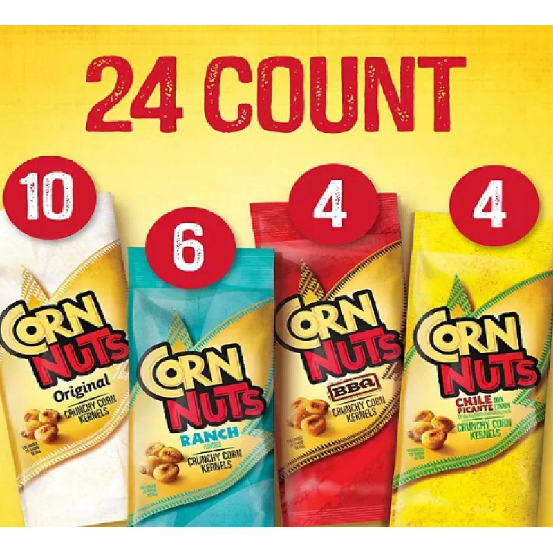 Corn Nuts Crunchy Corn Snacks, Variety Pack, 1.7 oz., 24