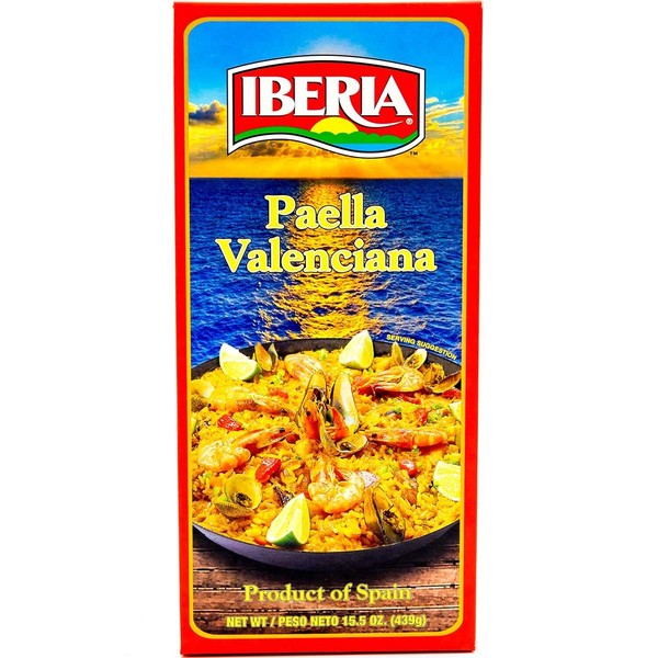 Iberia Paella Valenciana, Ready to Cook Paella Kit with Yellow Rice and Seafood Packets, Product of Spain, 15.5 oz.