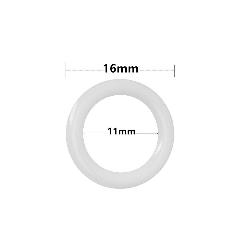 50pcs White Plastic Rings for Roman Shades 5/8"(16mm),Café Curtain Rings
