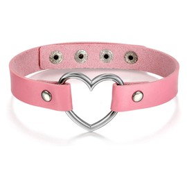 Aroncent Heart Leather Choker Necklace for Women Sweet Heart Adjustable Goth Choker 12-16 Inches